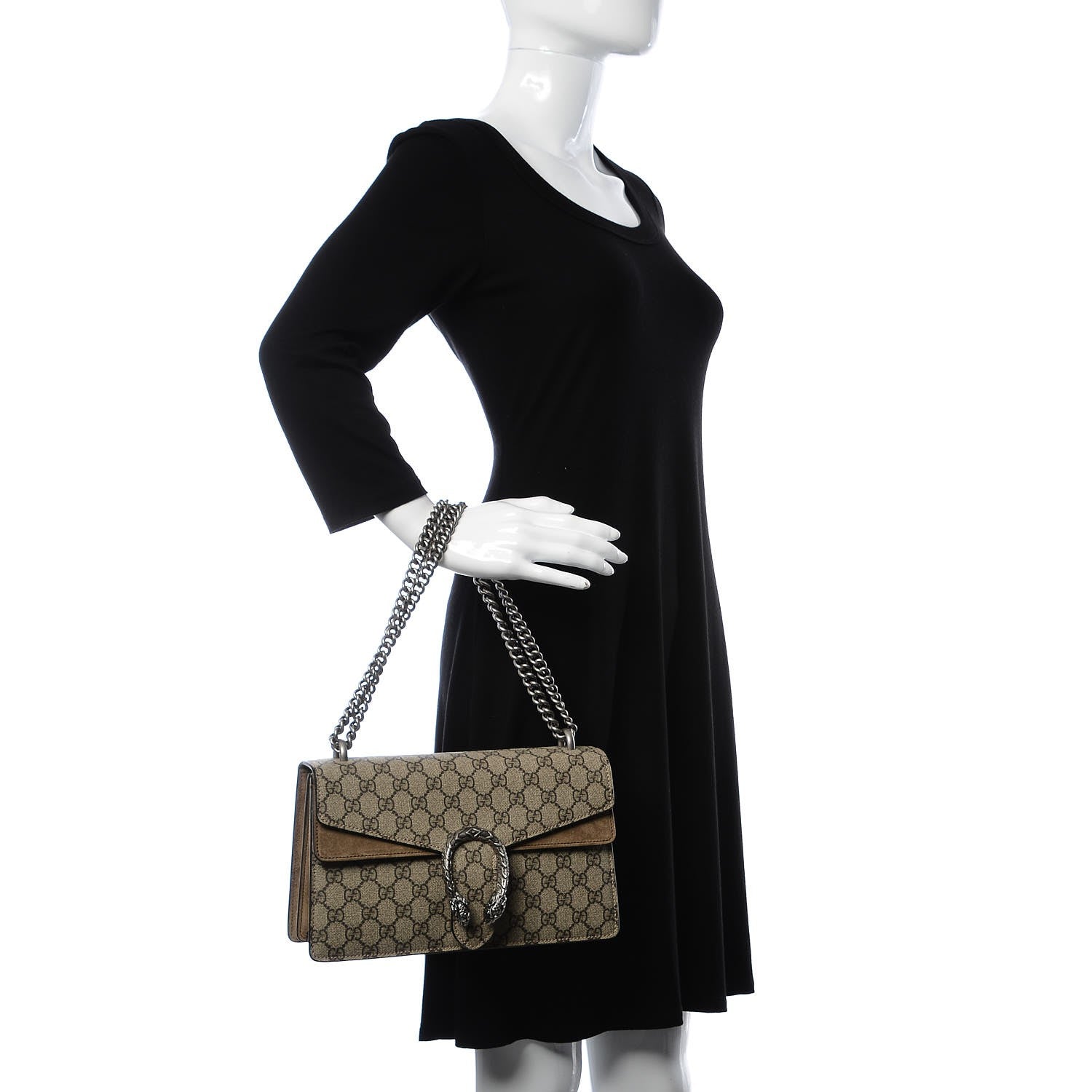 Gucci GG Supreme Monogram Small Dionysus Shoulder Bag Taupe 3 of 8