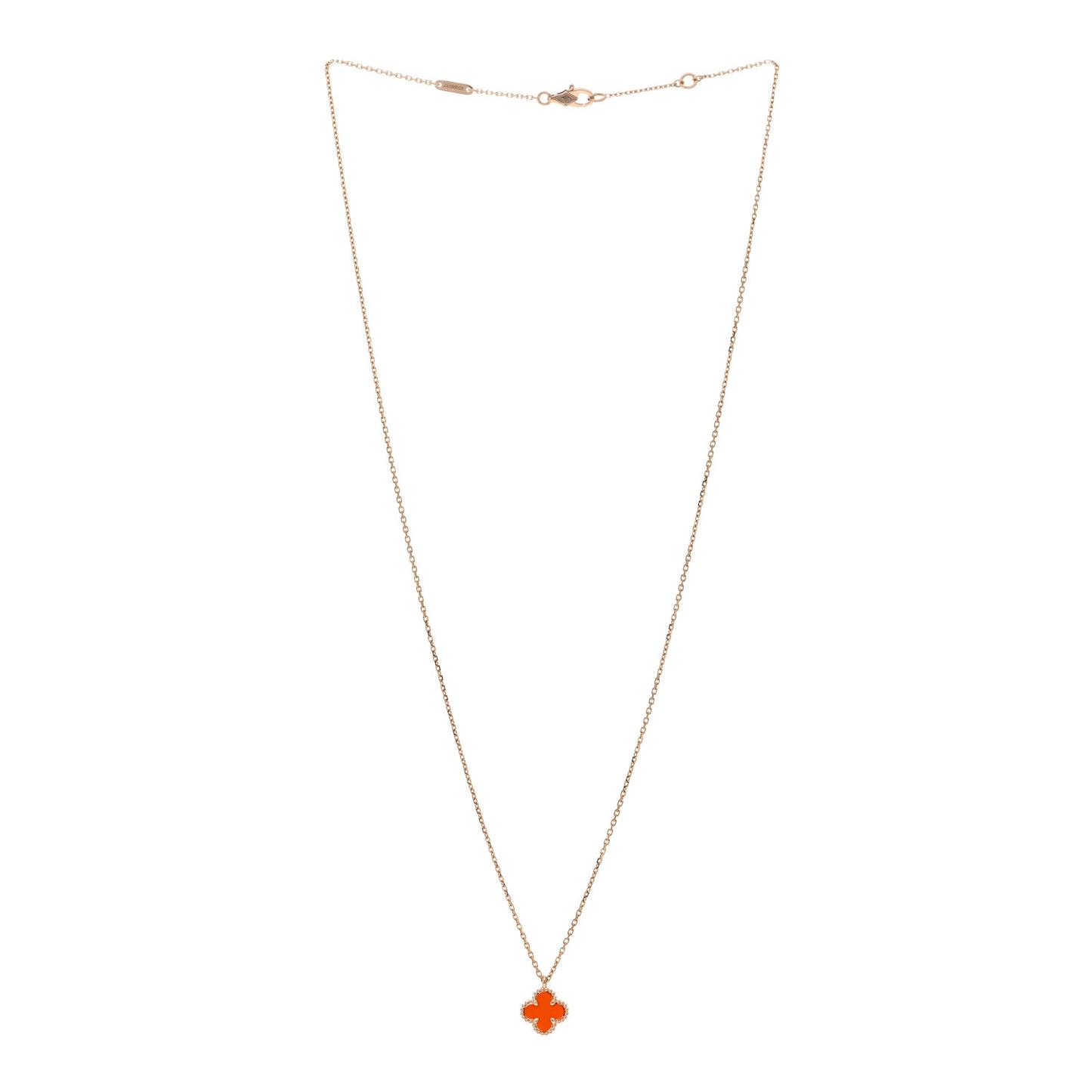 18K Rose Gold Carnelian Sweet Alhambra Pendant Necklace