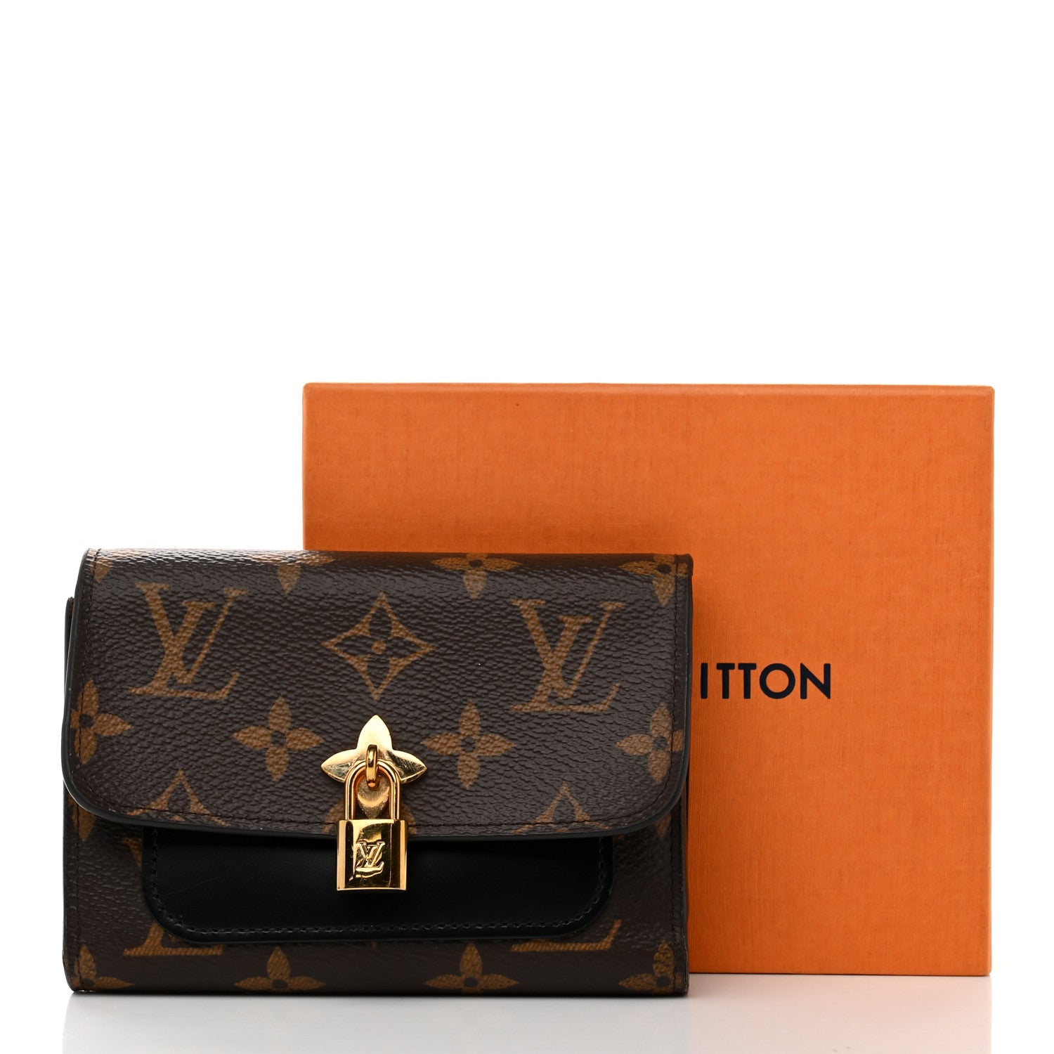 Louis Vuitton Monogram Flower Lock Compact Wallet Black 8 of 8