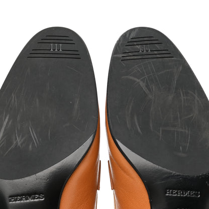 Hermes Goatskin Womens Paris Loafers 36.5 Marron Glaise 10 of 12