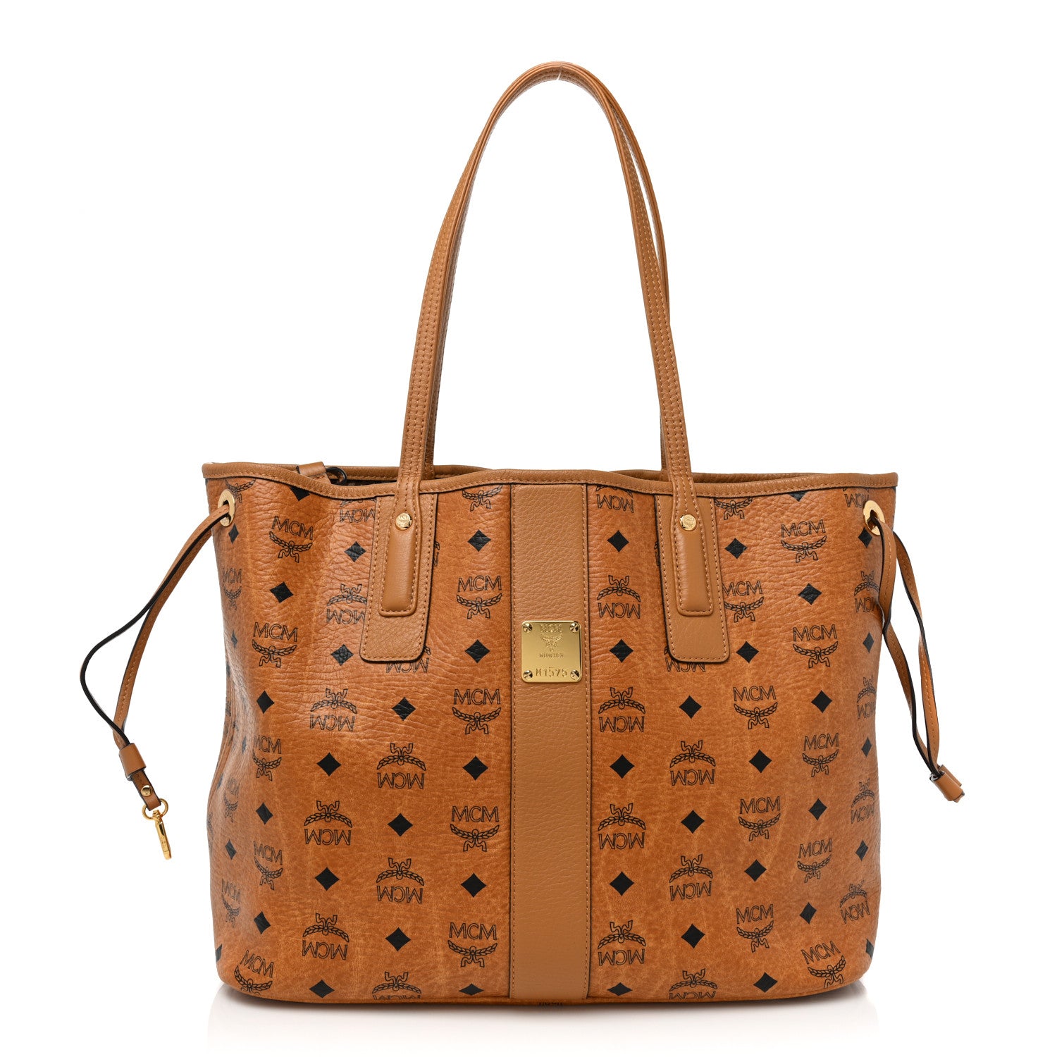 MCM Visetos Medium Liz Reversible Shopper Tote Cognac 1 of 19