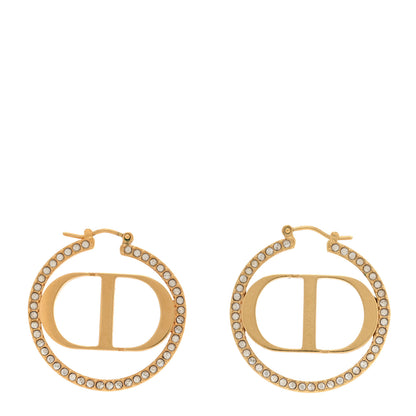 Christian Dior Crystal CD 30 Montaigne Hoop Earrings Gold 1 of 5
