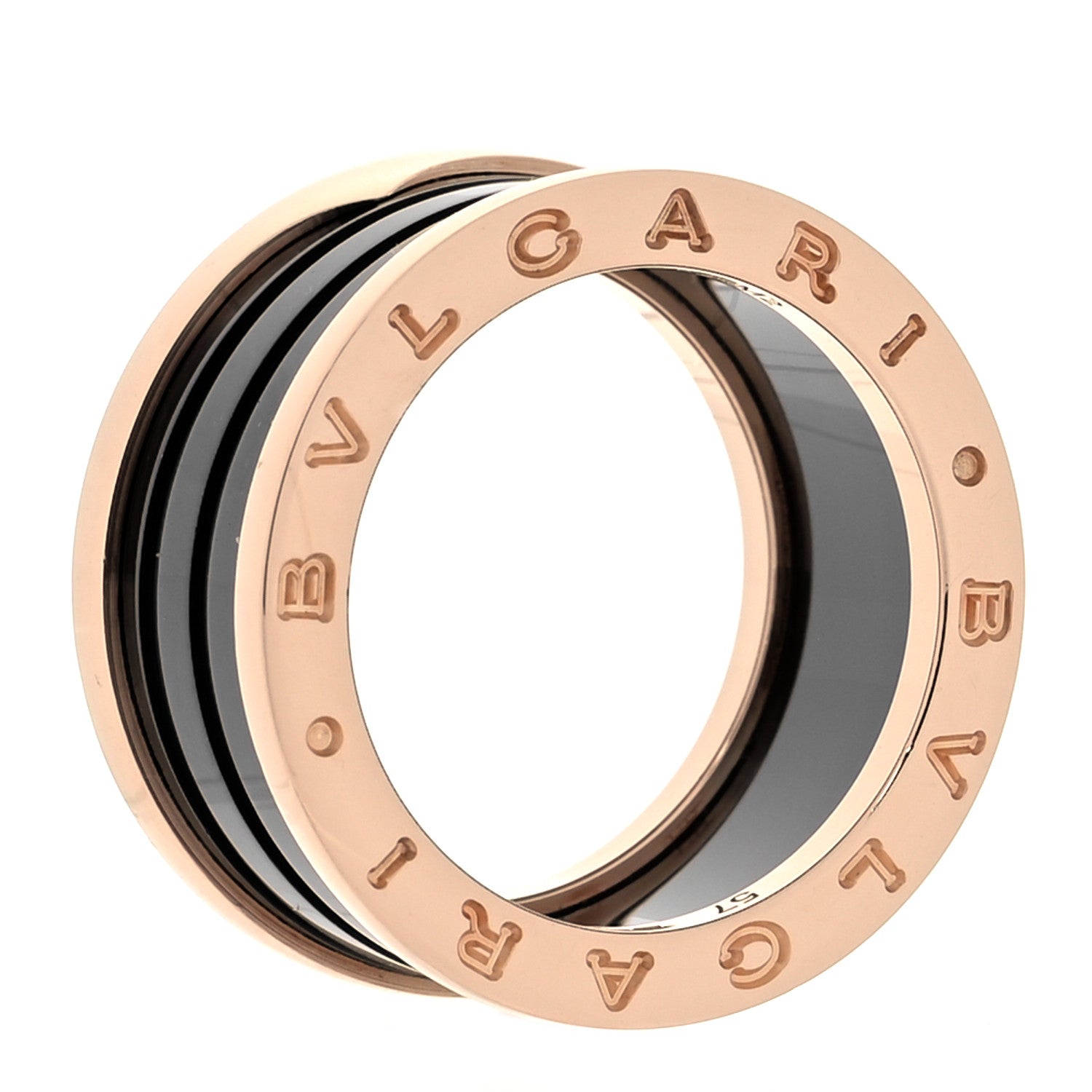 Bulgari 18K Rose Gold Black Ceramic B.Zero1 Four-Band Ring 57 8 4 of 6