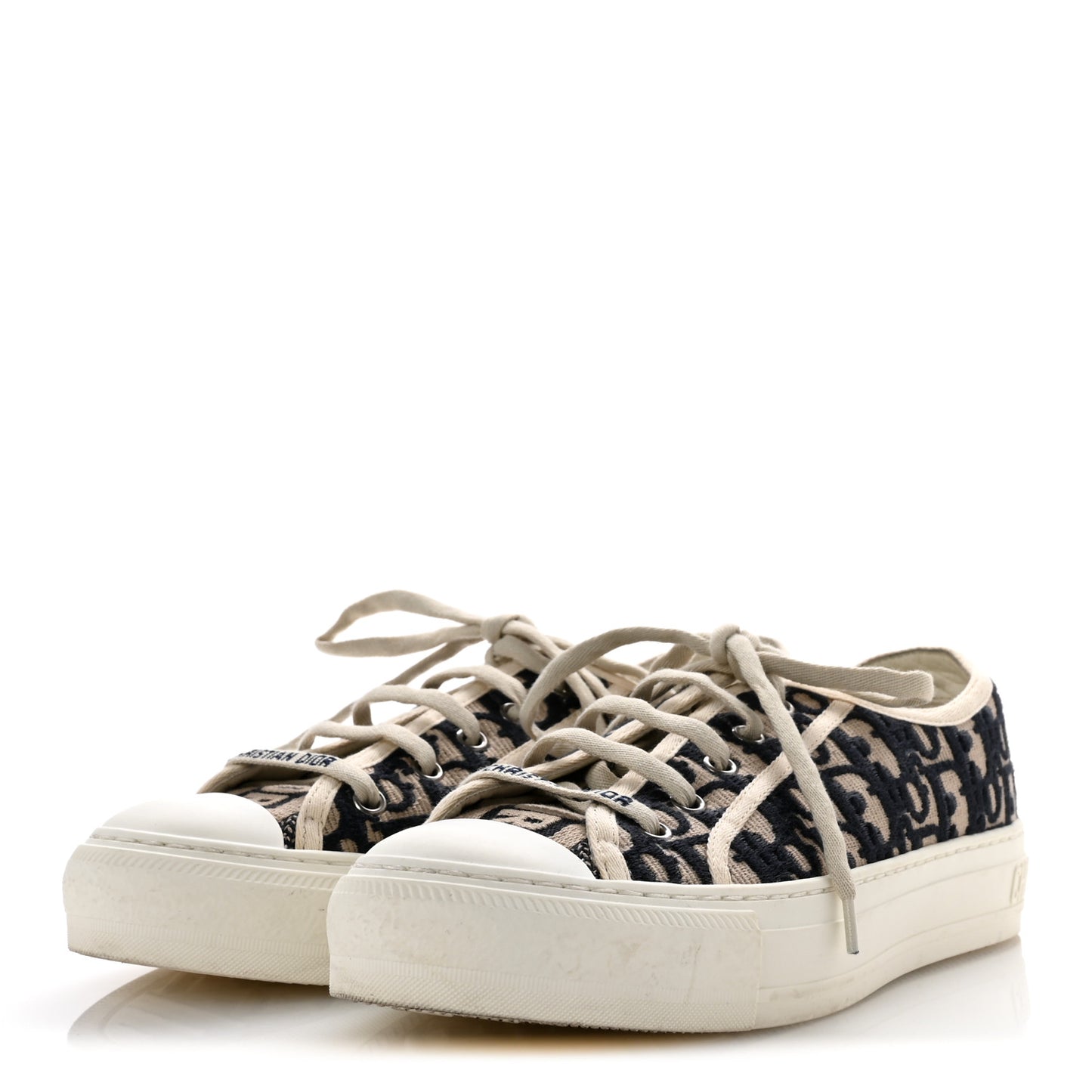 Canvas Oblique Walk'N'Dior Low Top Sneakers 38.5 Deep Blue