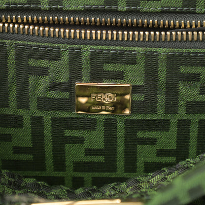 Fendi Fabric Jacquard FF 1974 Woven Knotted Medium Peekaboo Iconic Satchel Verde Black 7 of 11