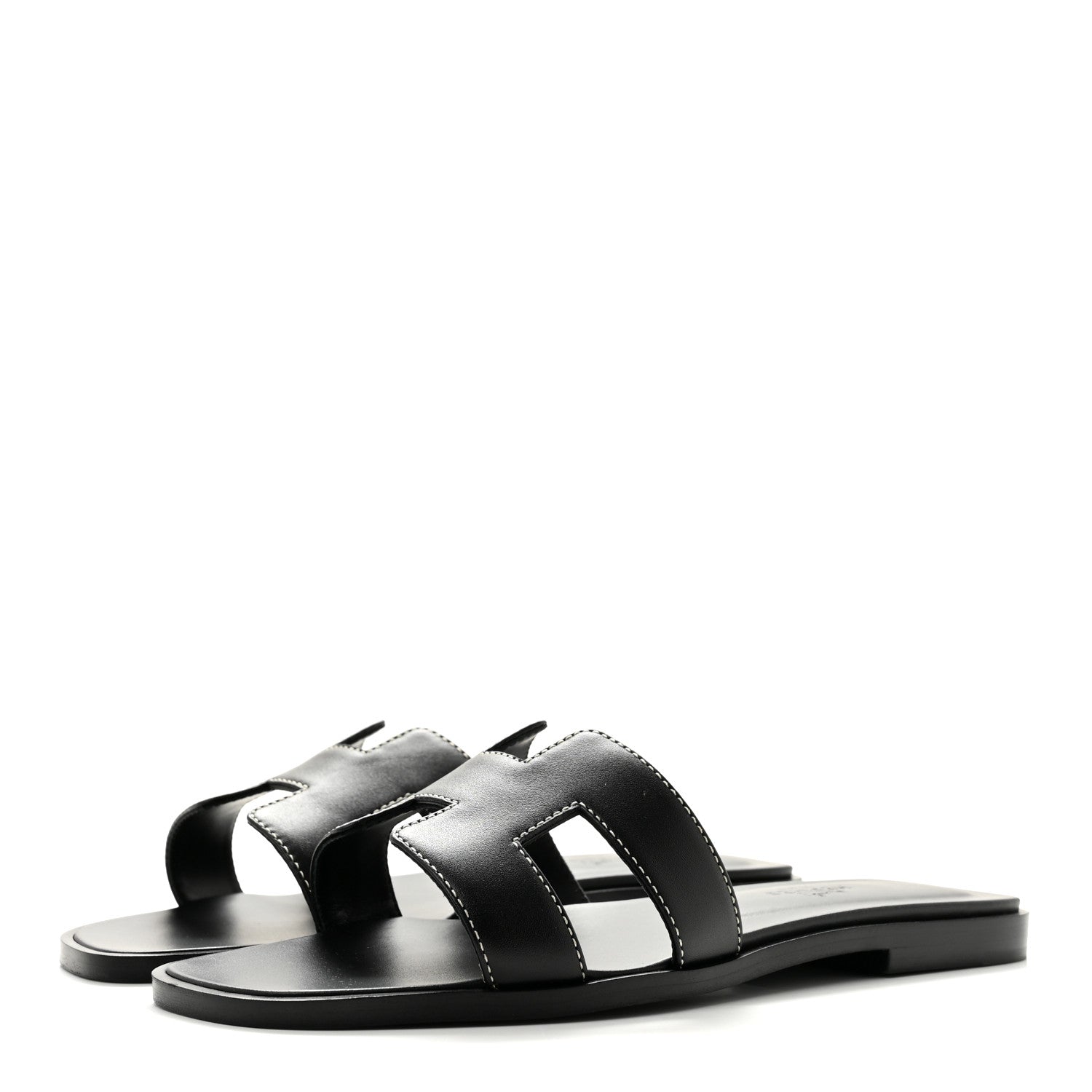 Hermes Box Calfskin Oran Sandals 36 Black 4 of 10