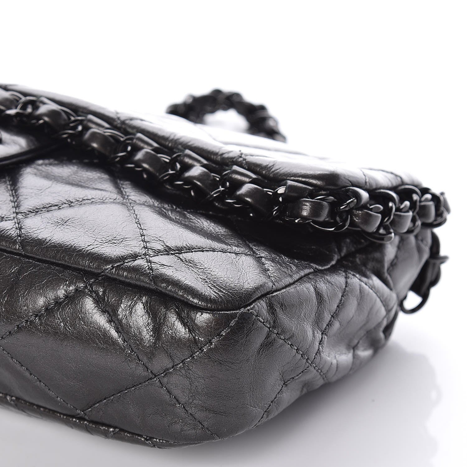 Chanel Metallic Aged Calfskin Quilted Small Chain Me Flap Black 9 of 10