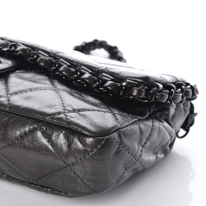 Chanel Metallic Aged Calfskin Quilted Small Chain Me Flap Black 9 of 10