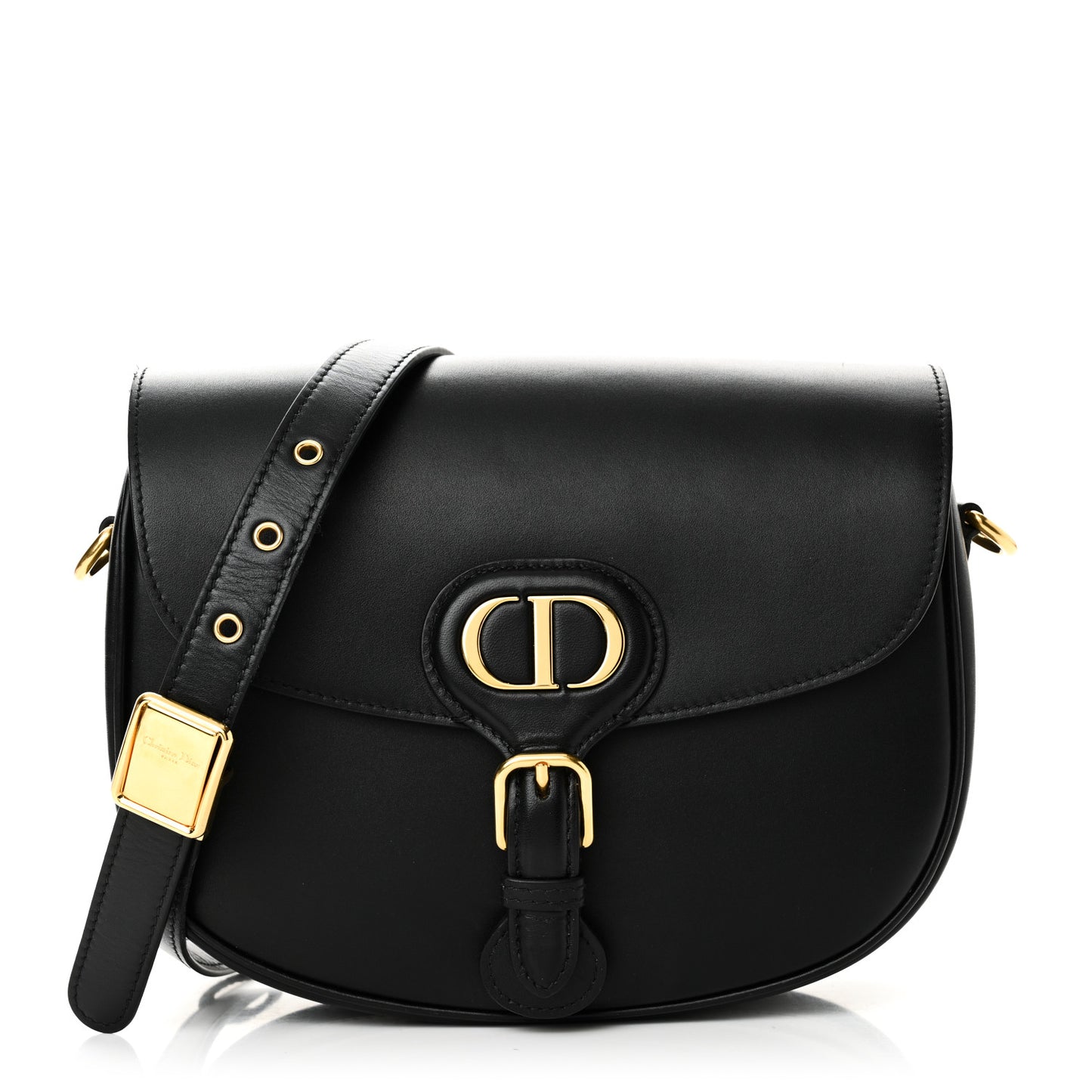 Box Calfskin Medium Bobby Flap Black