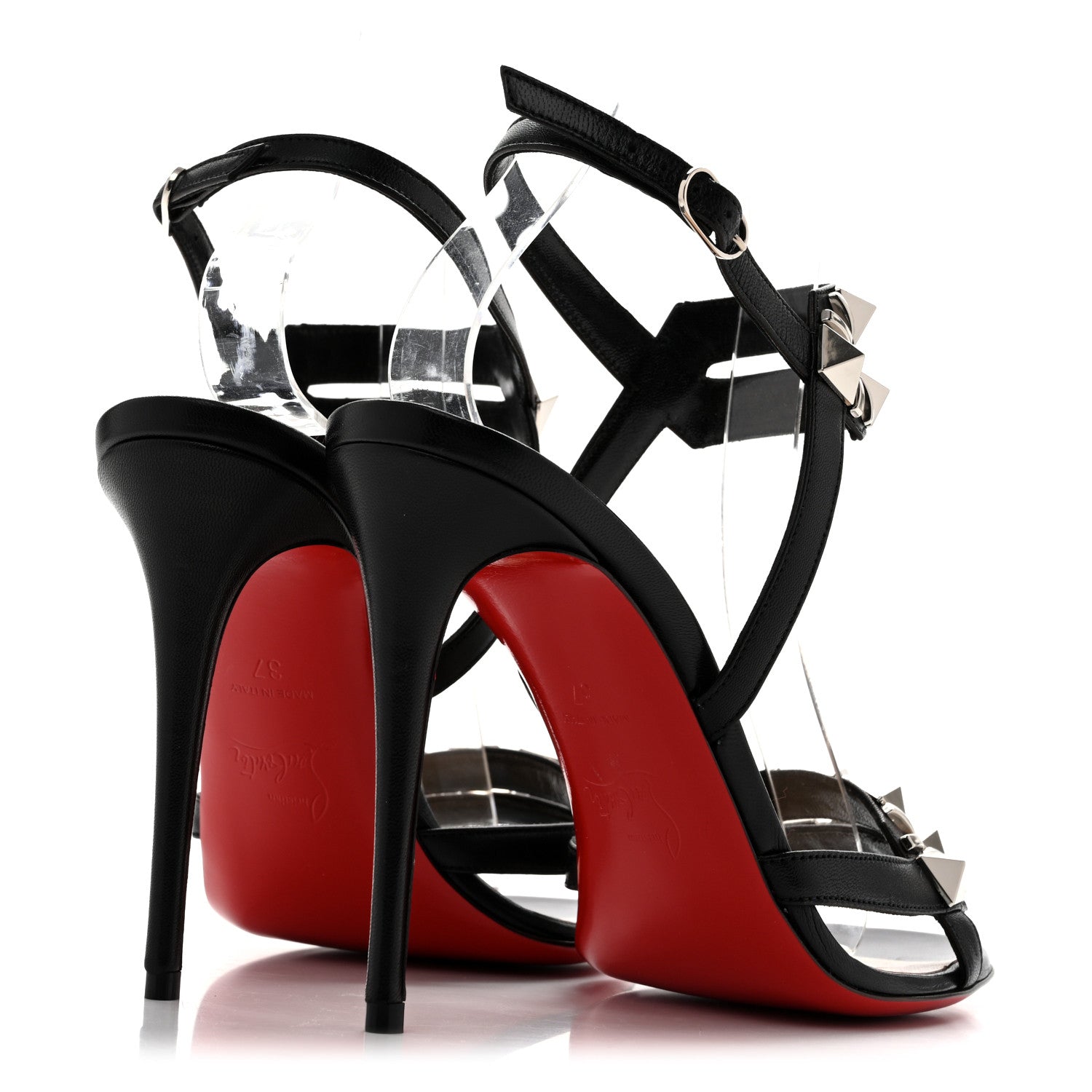 Christian Louboutin Kid Studded Galerietta 100 Sandals 37 Black 5 of 8