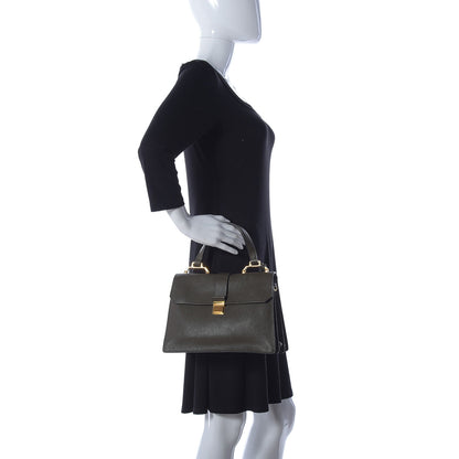 Miu Miu Goatskin Bandoliera Madras Shoulder Bag Dark Green 3 of 16