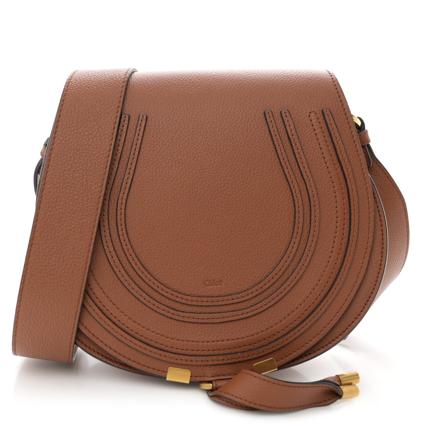 Calfskin Medium Marcie Round Crossbody Bag Tan