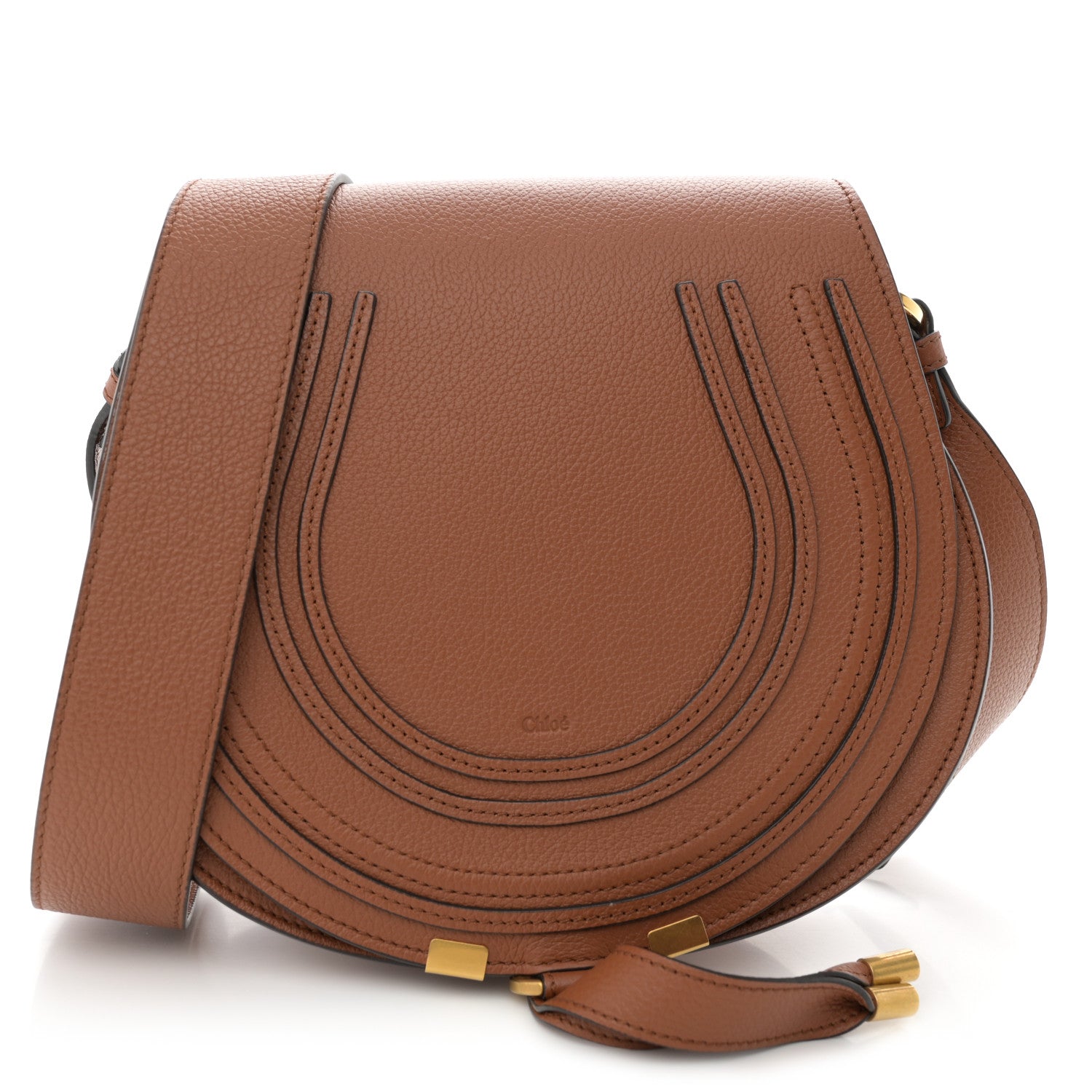 Chloe Calfskin Medium Marcie Round Crossbody Bag Tan 1 of 10
