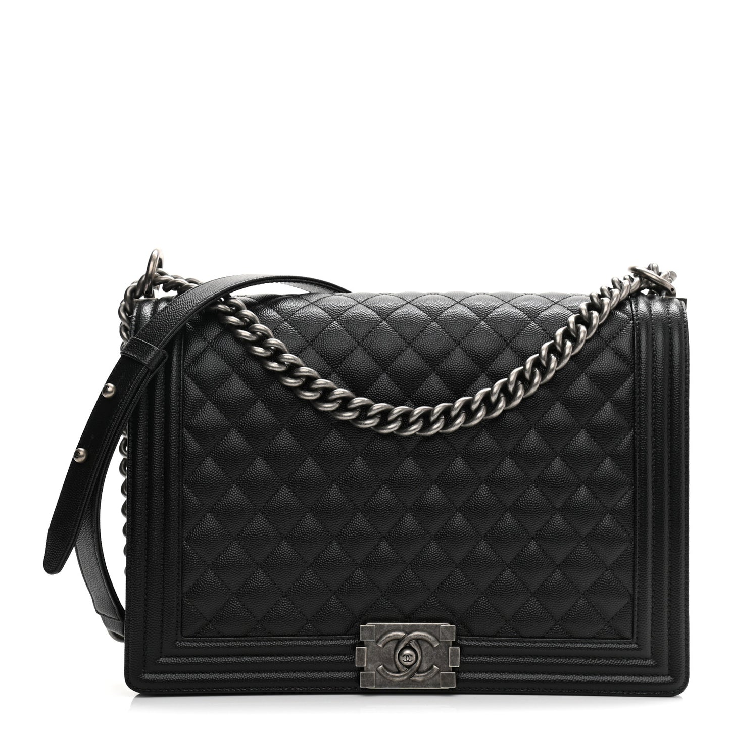 Caviar Quilted Large Boy Flap Black