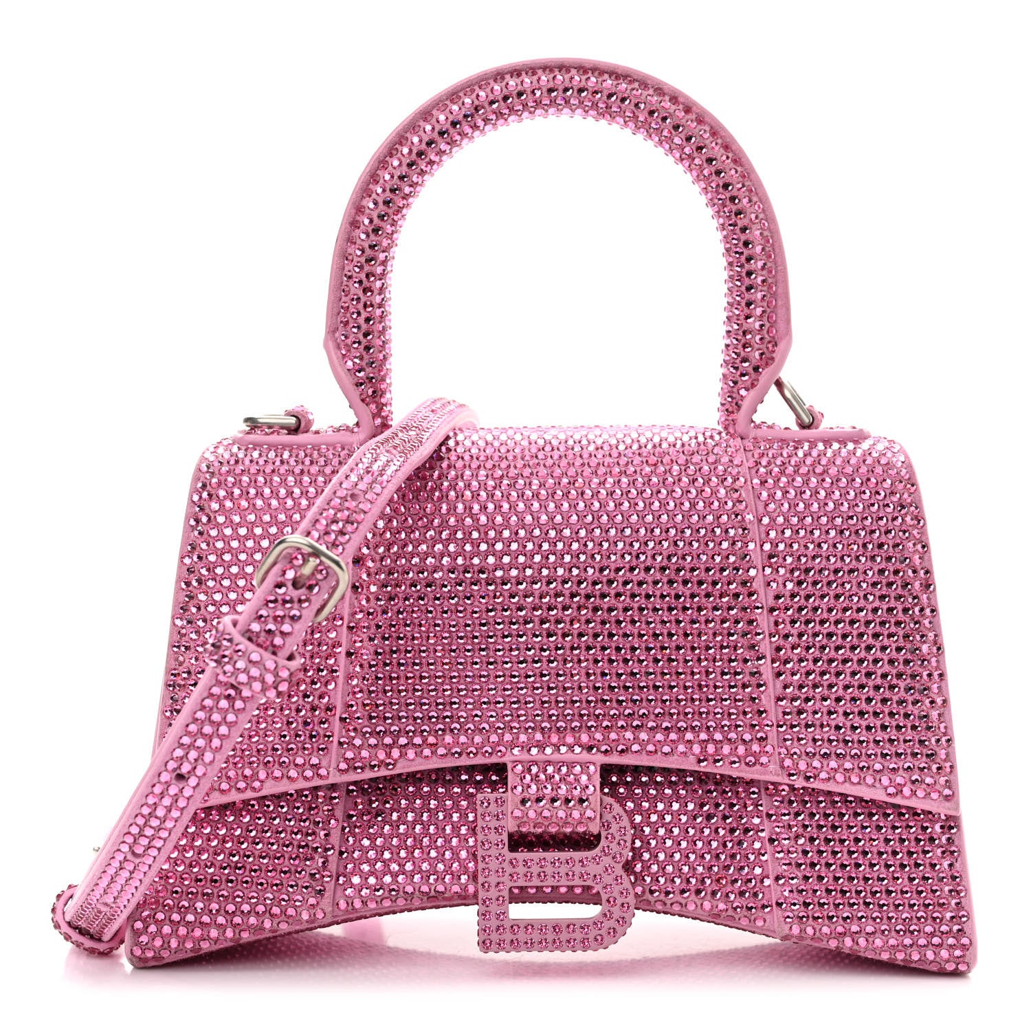 Balenciaga Strass Suede Hourglass Top Handle Bag XS Pink 1 of 16