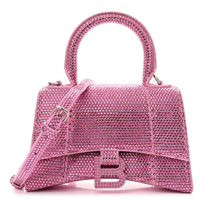 Balenciaga Strass Suede Hourglass Top Handle Bag XS Pink 1 of 16