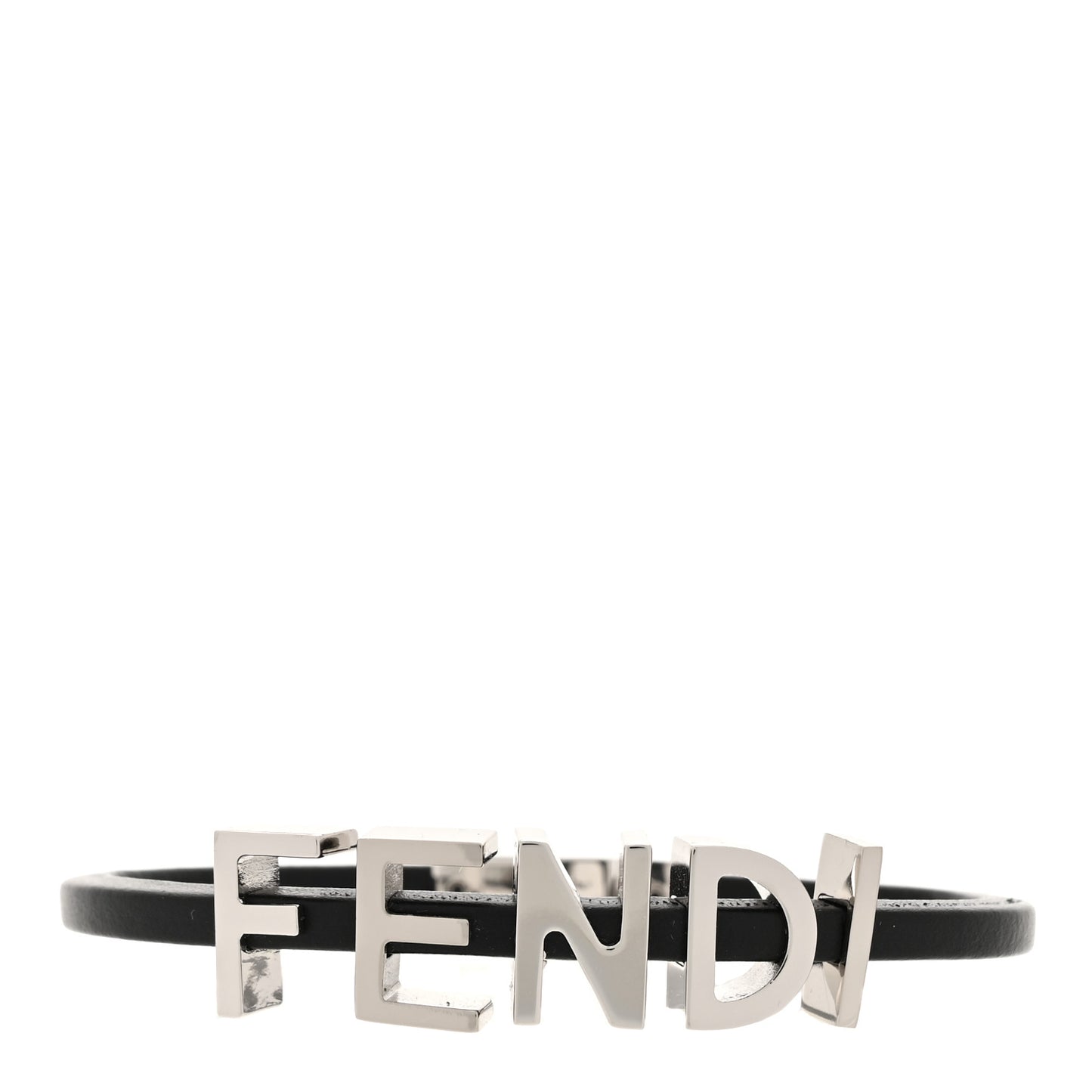 Calfskin Fendi Logo Bracelet M Black
