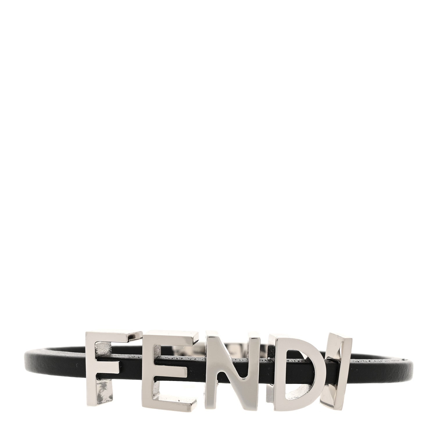 Fendi Calfskin Fendi Logo Bracelet M Black 1 of 4