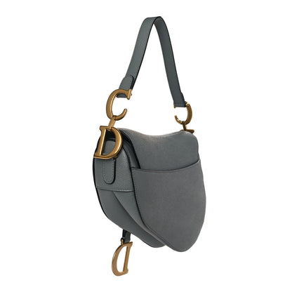 Christian Dior Grained Calfskin Saddle Bag Grey Stone 3 of 10