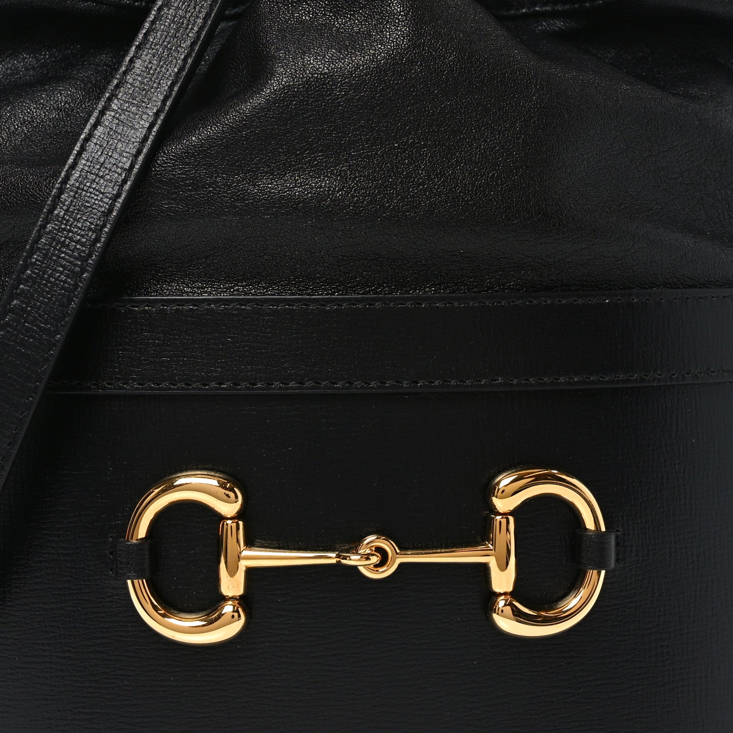Gucci Azalea Sakai Calfskin Horsebit 1955 Drawstring Bucket Bag Black 8 of 10