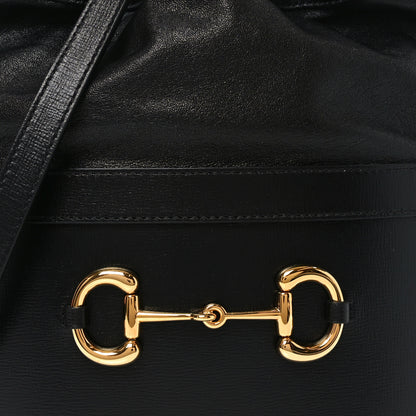 Gucci Azalea Sakai Calfskin Horsebit 1955 Drawstring Bucket Bag Black 8 of 10