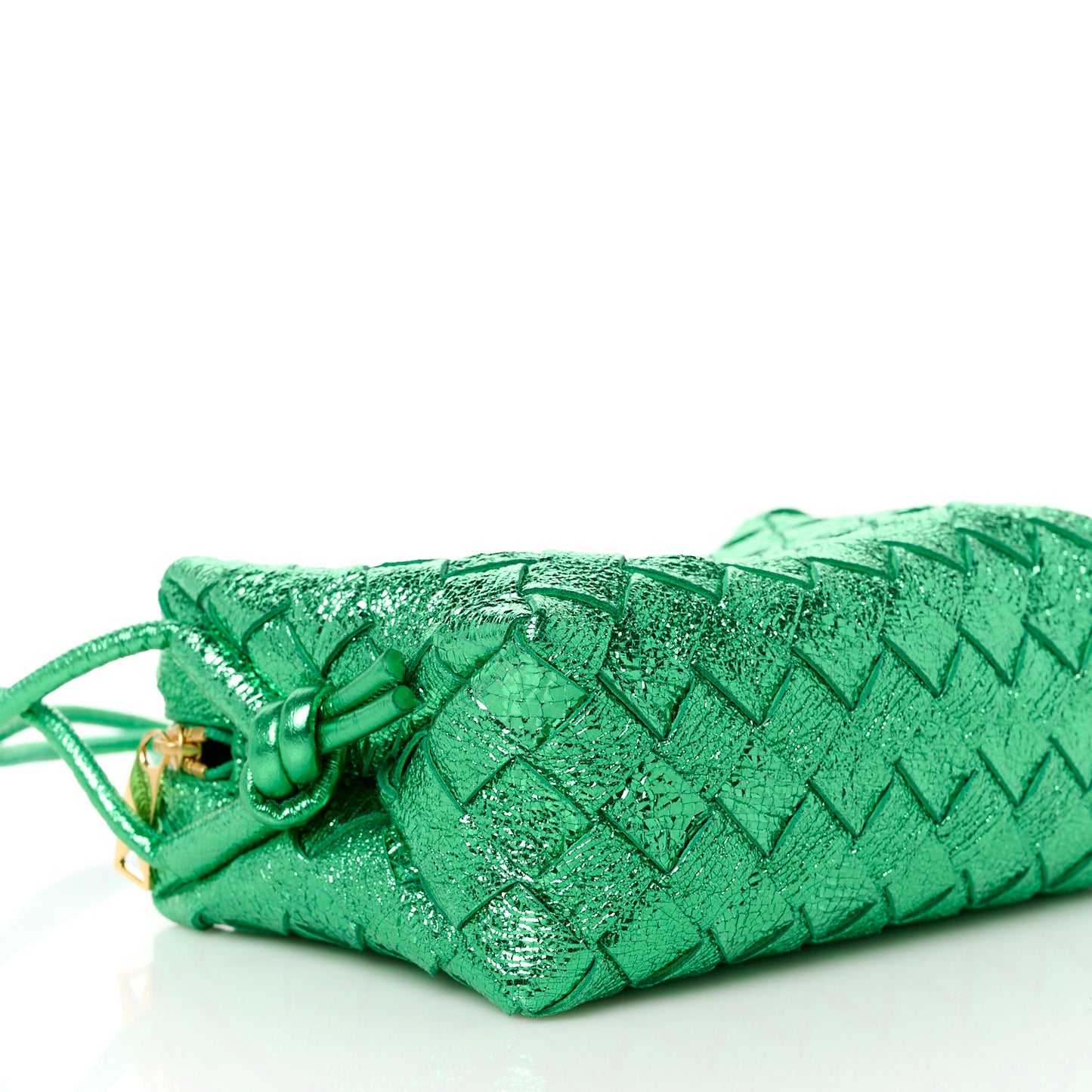 Metallic Calfskin Intrecciato Mini Loop Camera Bag Parakeet