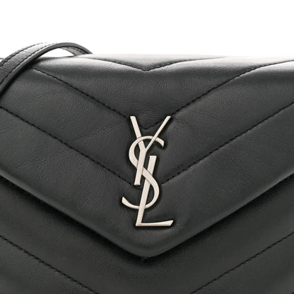 Saint Laurent Calfskin Y Quilted Monogram Toy Loulou Crossbody Bag Black 8 of 12
