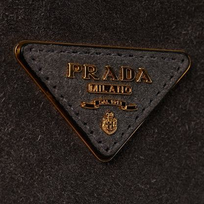 Prada Scamosciato Suede Medium Double Bag Tote Grigio 12 of 14