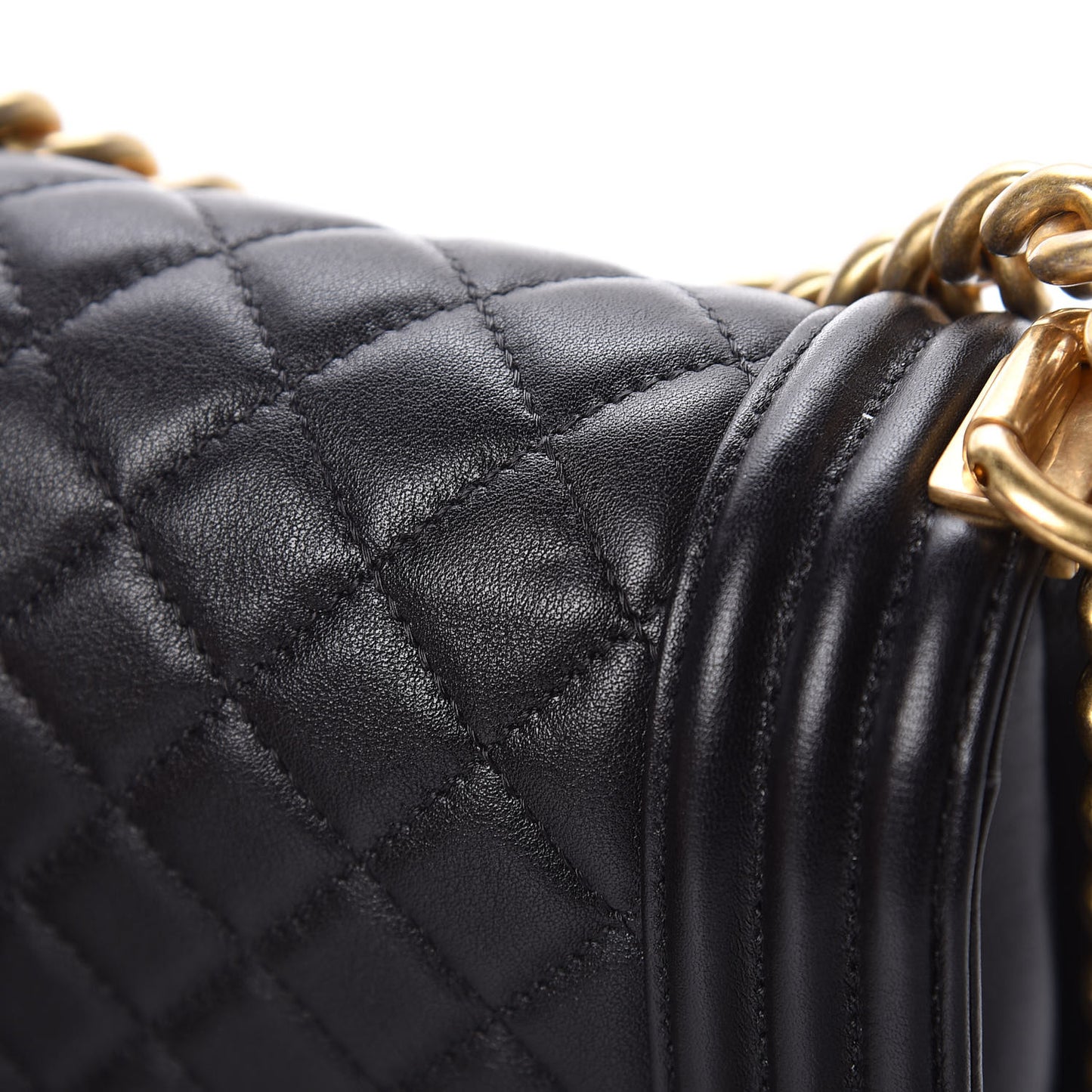 Lambskin Quilted Small Boy Flap Black