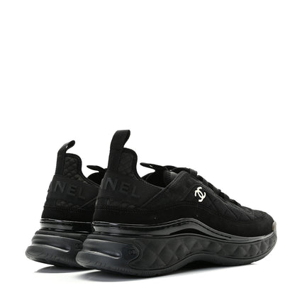 Chanel Suede Calfskin Mixed Fibers CC Sneakers 39.5 Black Dark Grey 4 of 11