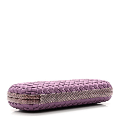 Bottega Veneta Satin Intreccio Impero Ayers Stretch Knot Clutch Purple 3 of 7