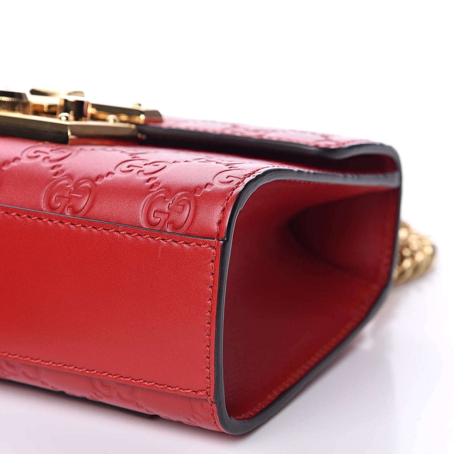 Guccissima Small Padlock Shoulder Bag Hibiscus Red