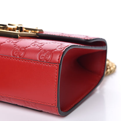 Gucci Guccissima Small Padlock Shoulder Bag Hibiscus Red 8 of 10