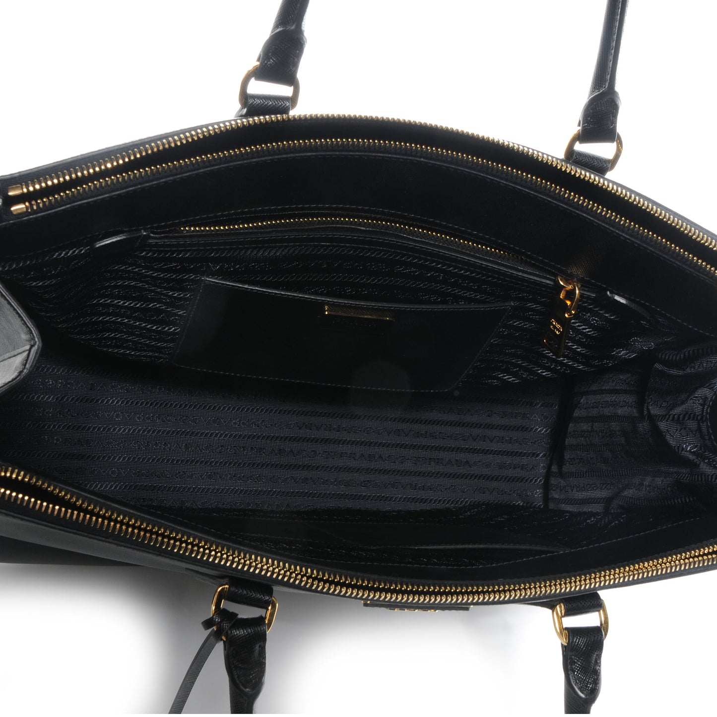 Saffiano Lux Double Zip Executive Tote Nero Black