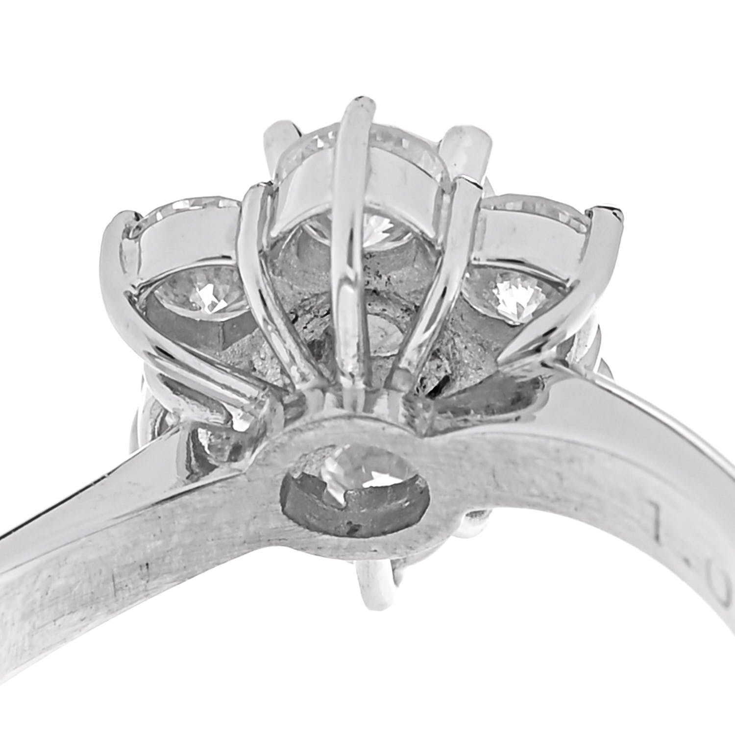 Parker & West by FASHIONPHILE Platinum Diamond 1.02ctw Flower Ring 54 7 8 of 9