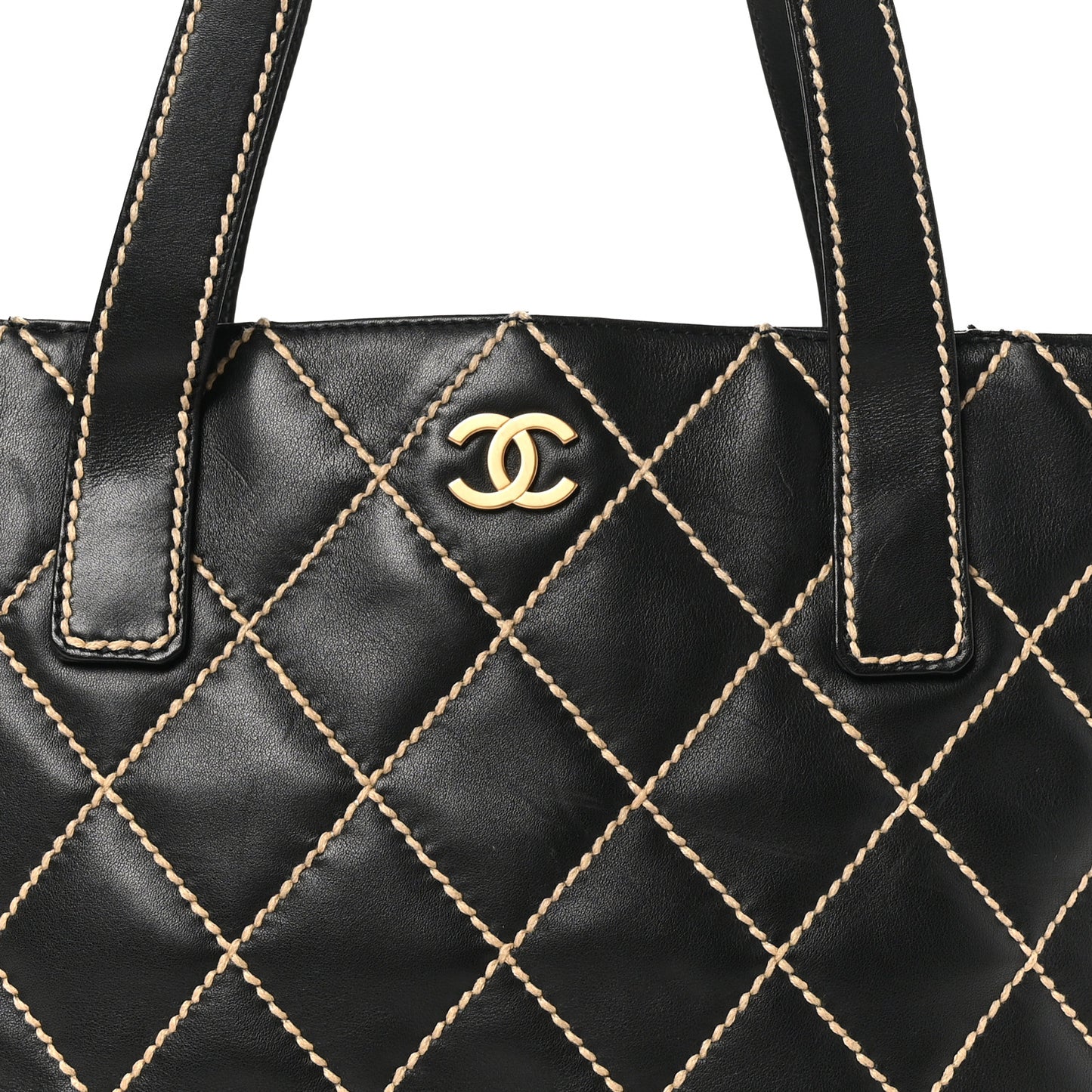 Calfskin Wild Stitch Tote Black