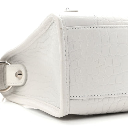 Balenciaga Matte Supple Lambskin Crocodile Embossed Classic Silver Hardware S City White 9 of 10