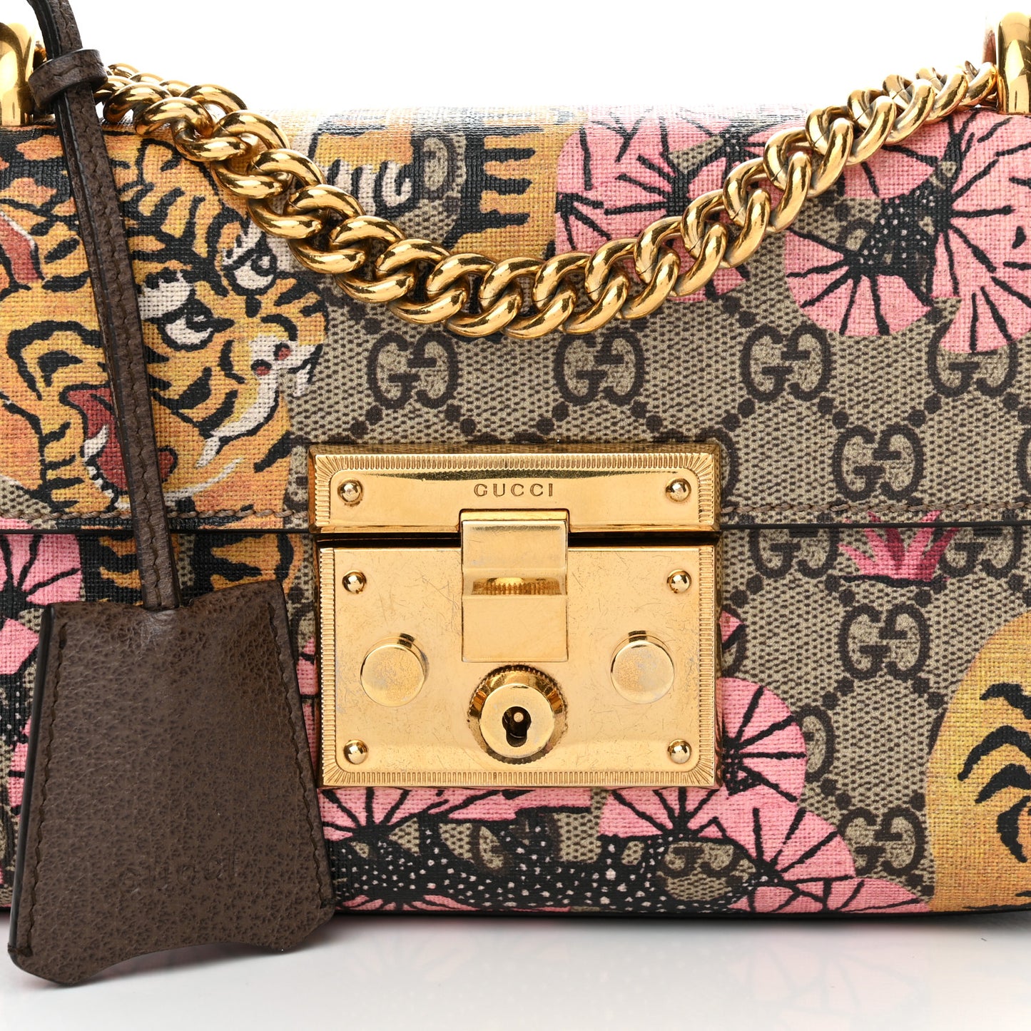GG Supreme Monogram Bengal Small Padlock Shoulder Bag Beige Pink