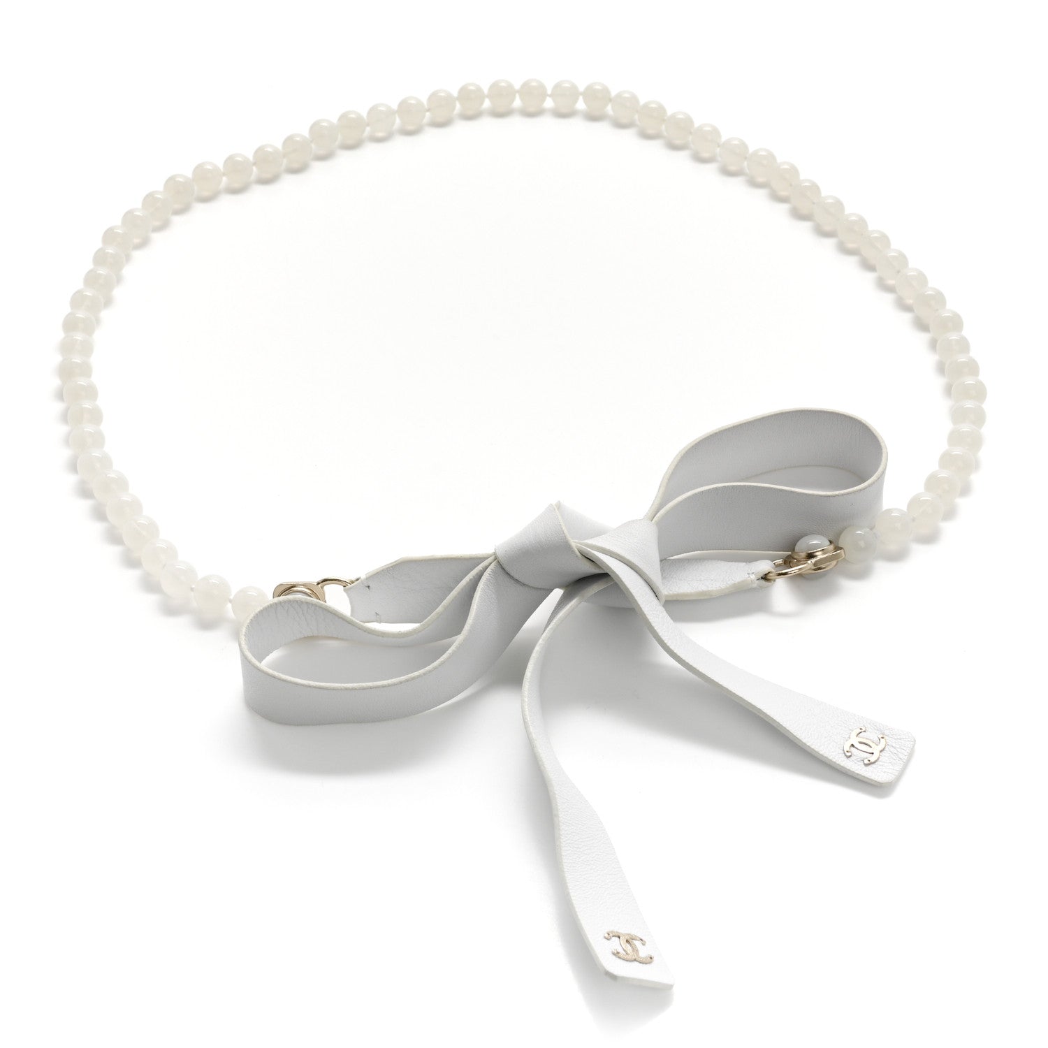Chanel Beaded Calfskin CC Belt White 1 of 4