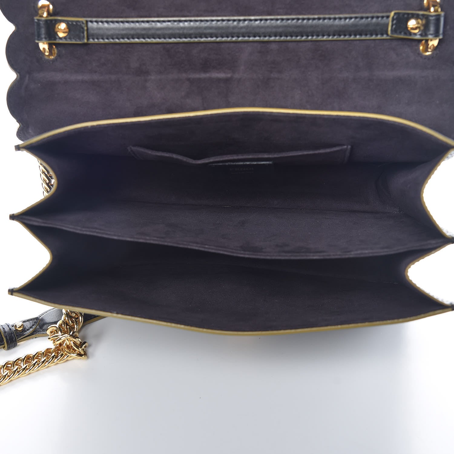Fendi Vitello Liberty Scalloped Studded Kan I Shoulder Bag Black 13 of 18