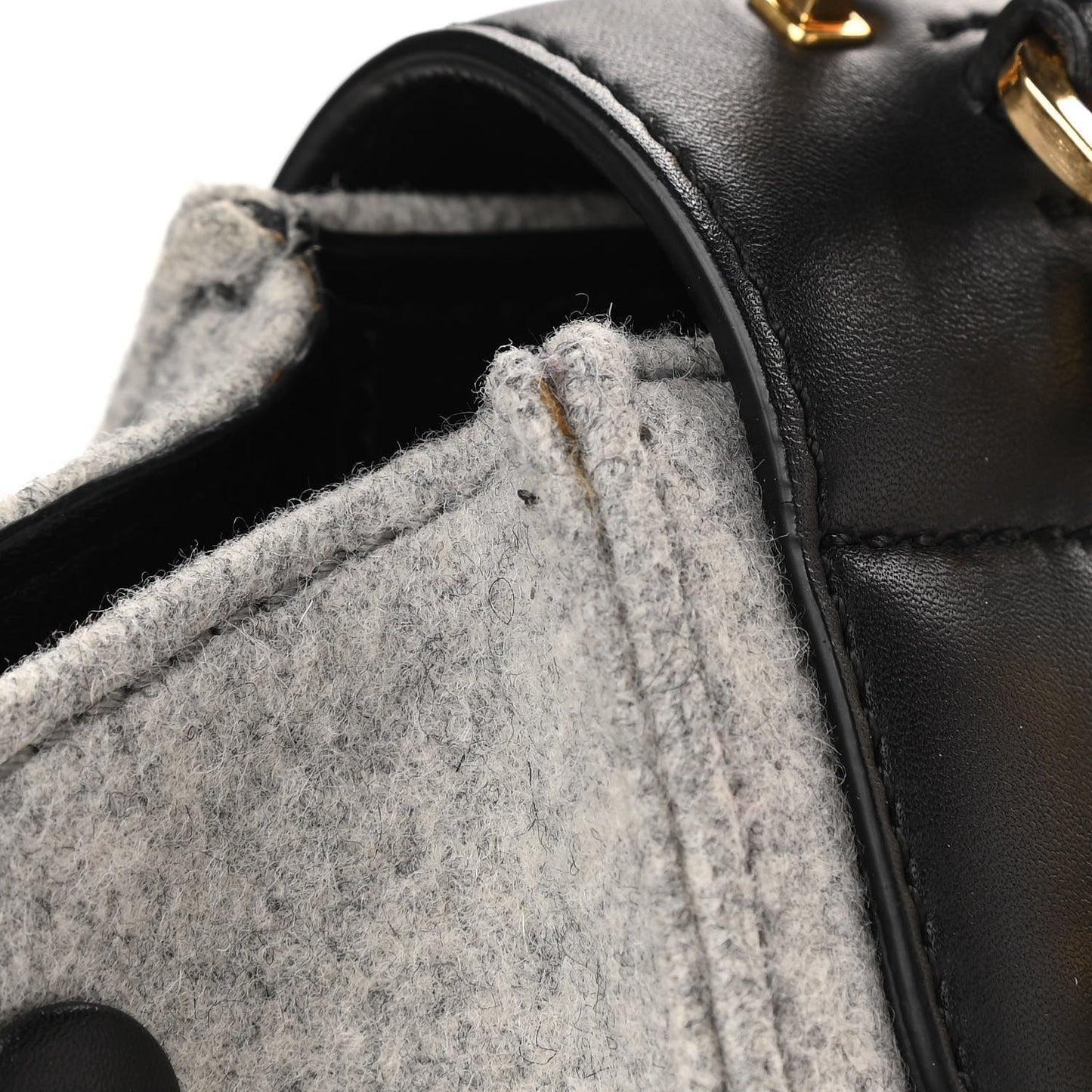 Felt Smooth Calfskin Medium Trapeze Pearl Grey