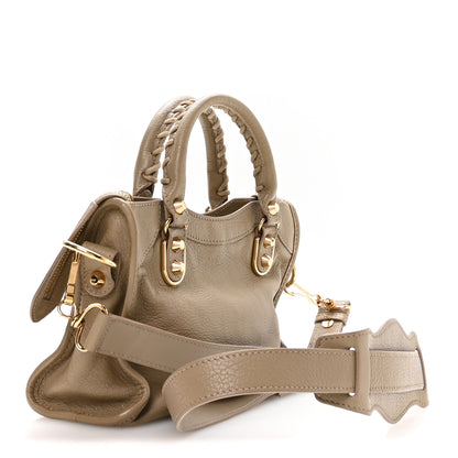 Balenciaga Chevre Gold Metallic Edge Hardware Mini City Beige Latte 4 of 11