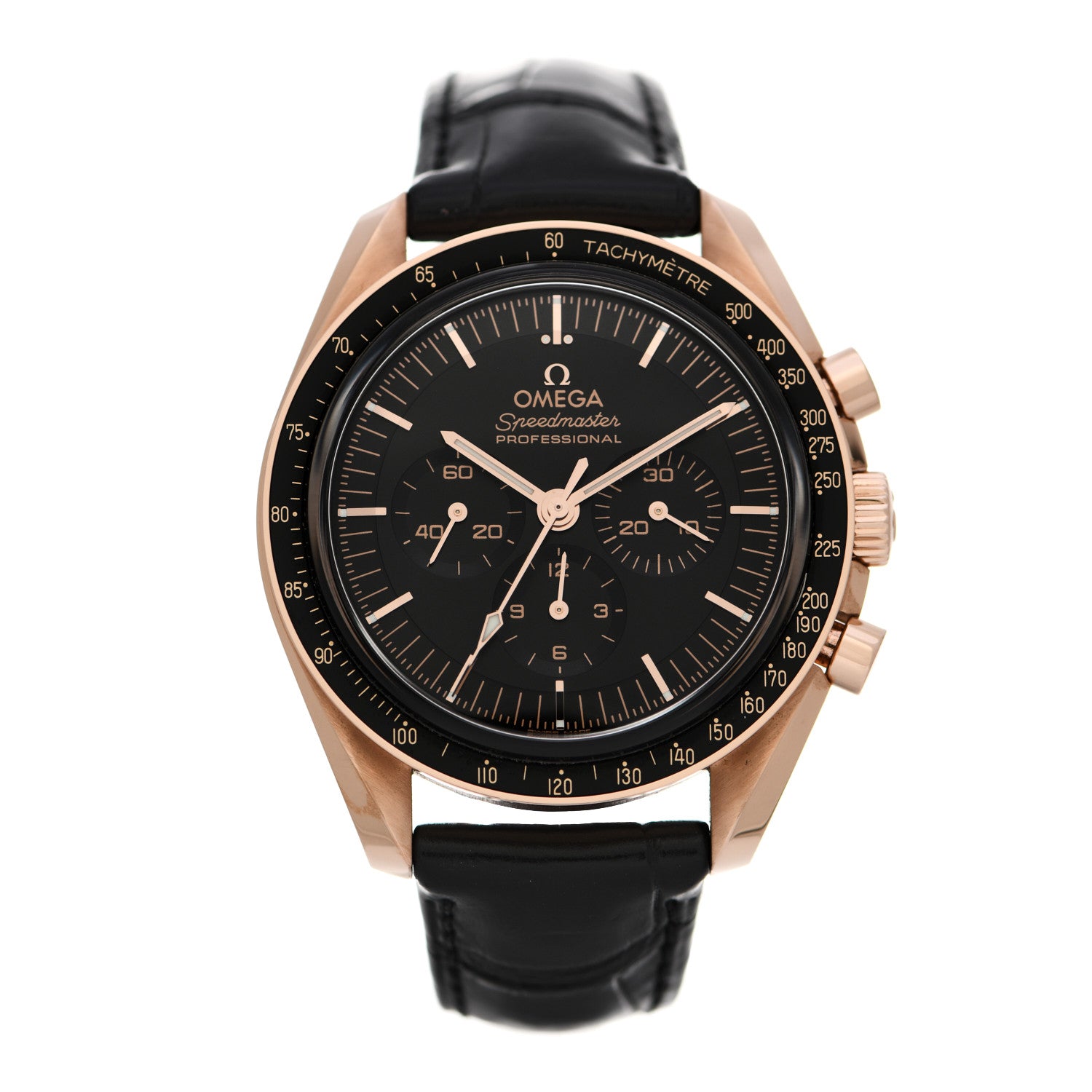 Omega 18K Sedna Gold Alligator 42mm Speedmaster Moonwatch Professional Chronograph Manual Winding Watch Black 310.63.42.50.01.001 1 of 6