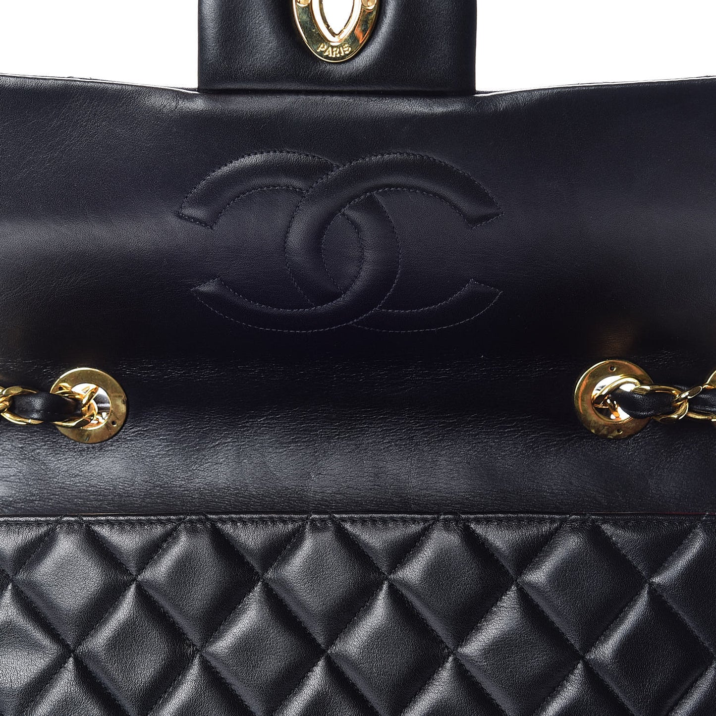 Lambskin Quilted XL Jumbo Single Flap Black