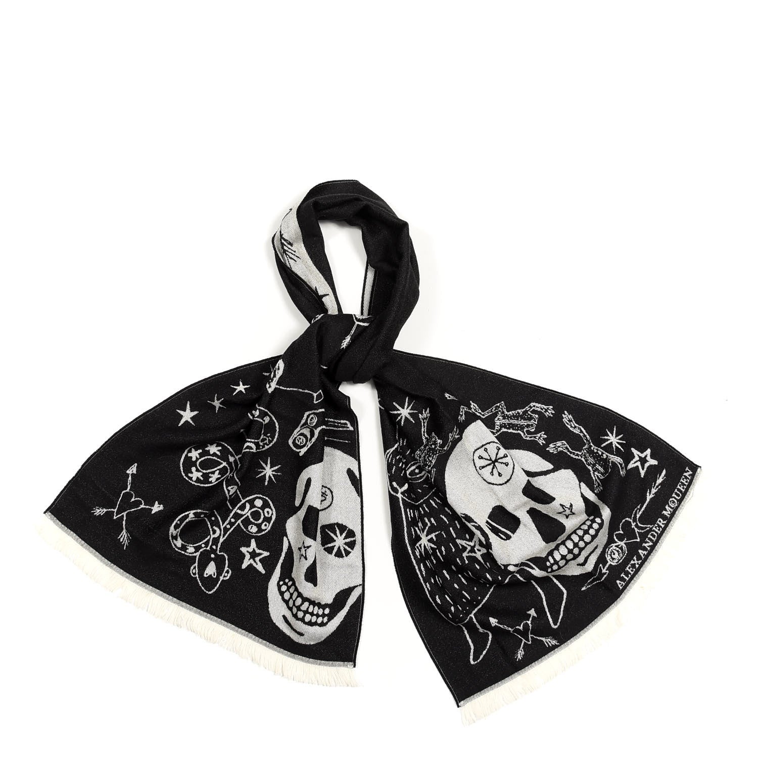 Alexander McQueen Wool Skull Scarf Black 1 of 6