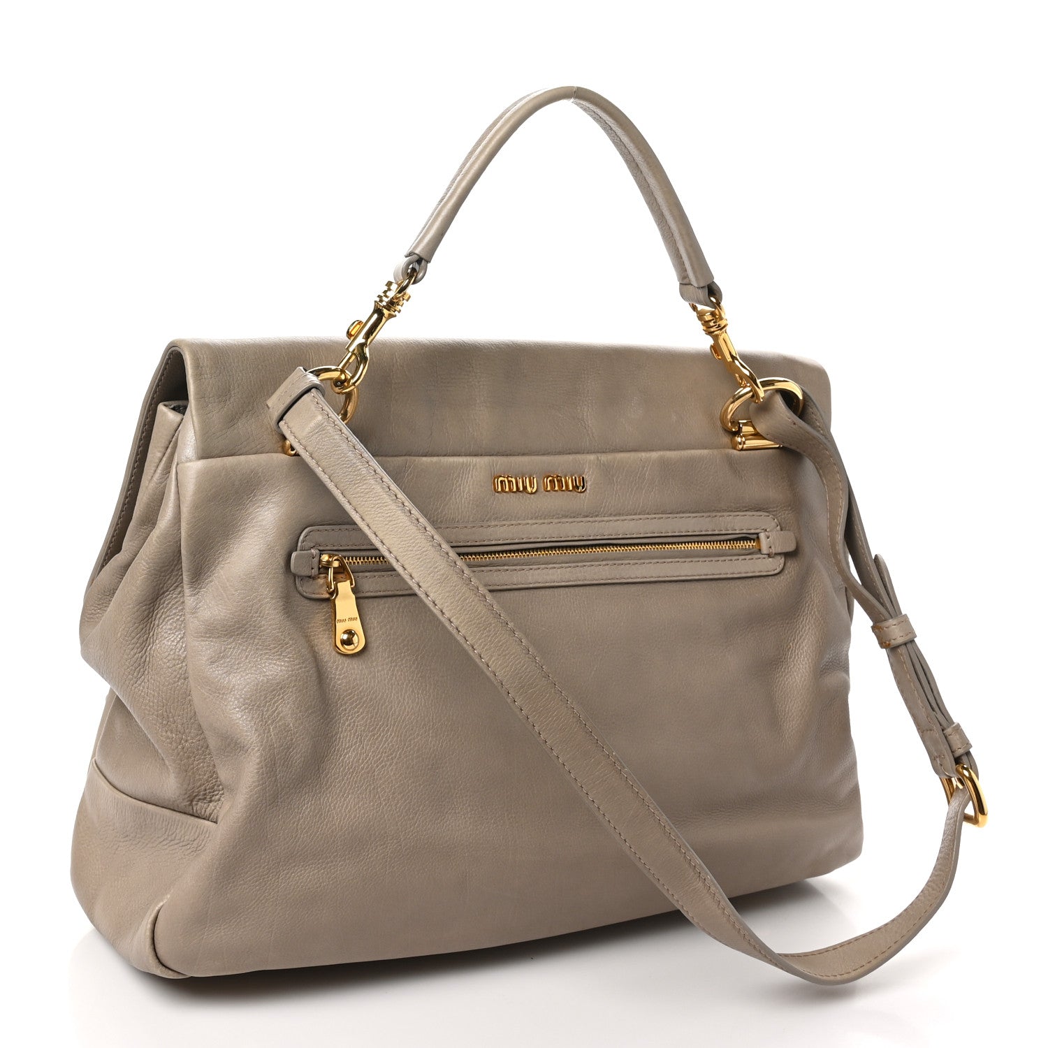 Miu Miu Goatskin Shoulder Bag Pomice 3 of 9
