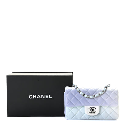 Chanel Perforated Lambskin Quilted Mini Rectangular Flap Light Blue Light Purple White 2 of 8