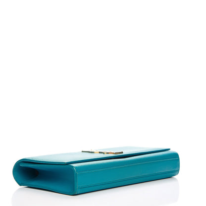 Saint Laurent Grain De Poudre Classic Monogram Clutch Turquoise 4 of 9