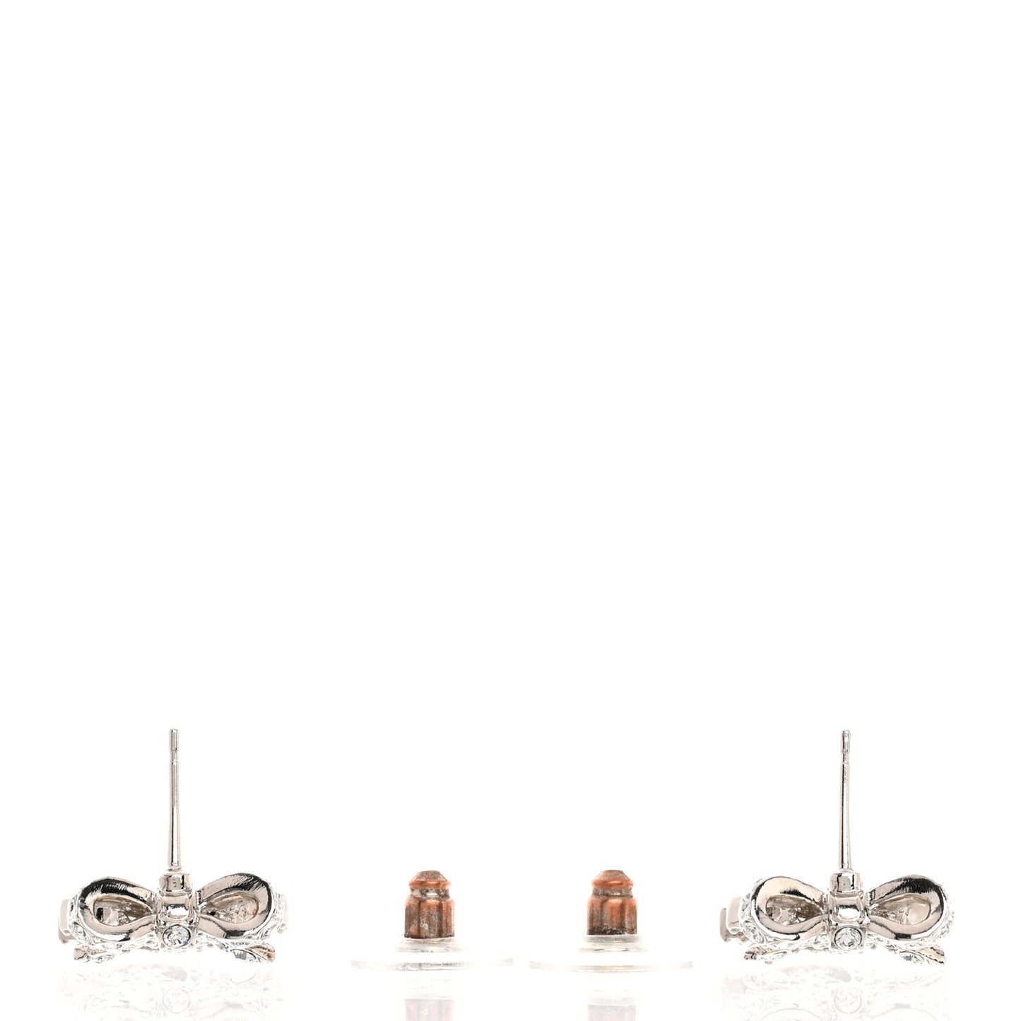 Crystal CC Bow Dangle Earrings Silver