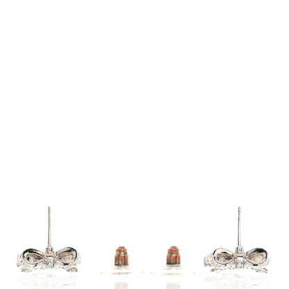 Chanel Crystal CC Bow Dangle Earrings Silver 3 of 5